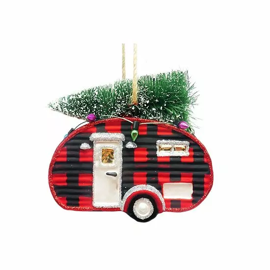 St. Nicholas Square® Plaid Camper Christmas Ornament - Image 2