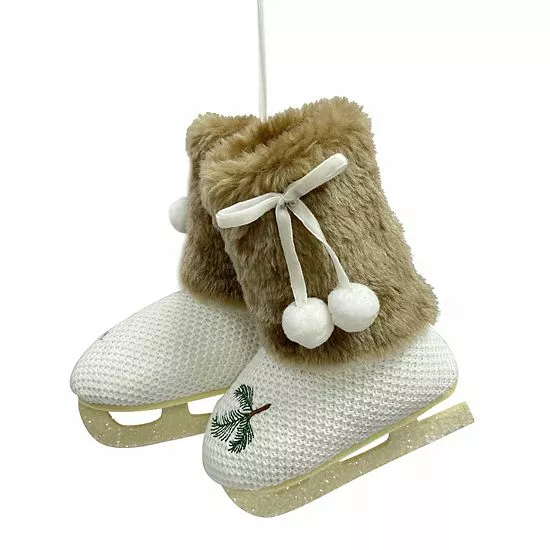 St. Nicholas Square® Faux Fur Ice Skate Christmas Ornament With Loop - Image 2