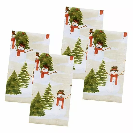 St. Nicholas Square® Yuletide Snowman Dinner Napkin 4-pk.