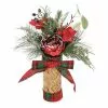 St. Nicholas Square® Artificial Snow Red Floral Stack Table Decor