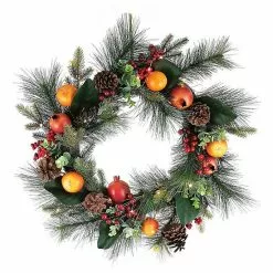 St. Nicholas Square® Pre-Lit Artificial Pomegranate Wreath