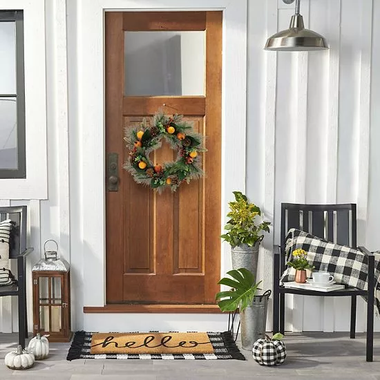 St. Nicholas Square® Pre-Lit Artificial Pomegranate Wreath - Image 2