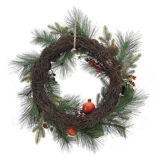 St. Nicholas Square® Pre-Lit Artificial Pomegranate Wreath - Image 4