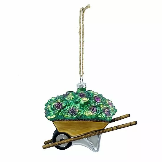 St. Nicholas Square® Square Glass Wheelbarrow Christmas Ornament