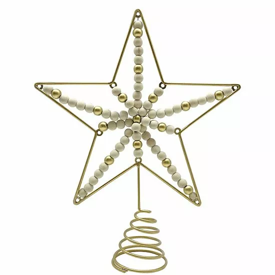 St. Nicholas Square® Iron Wire Star With Pinewood Beads Tree Topper