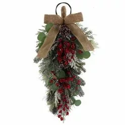 St. Nicholas Square® Artificial Red Berry Eucalyptus Teardrop Wall Decor