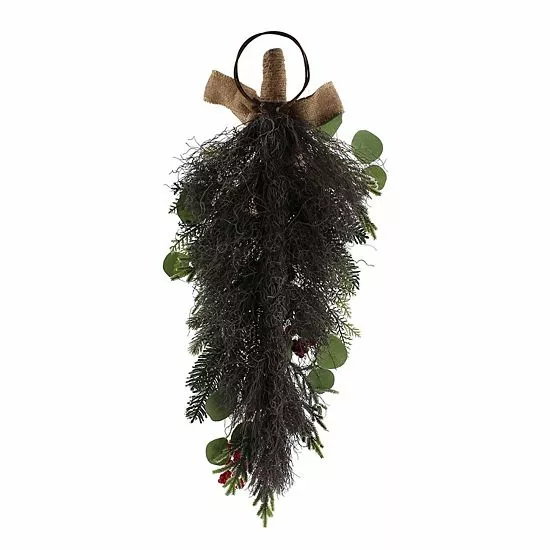 St. Nicholas Square® Artificial Red Berry Eucalyptus Teardrop Wall Decor - Image 2