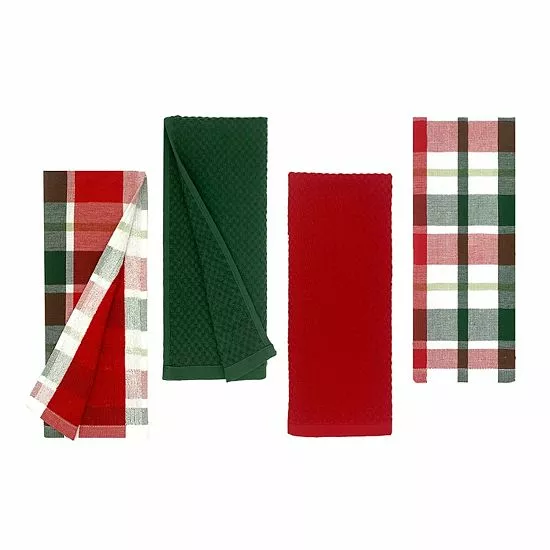 St. Nicholas Square® Holiday Plaid Kitchen Towel 4-pk. - Image 2