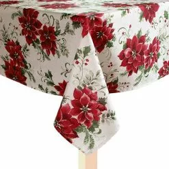 St. Nicholas Square® Painted Poinsettia Tablecloth