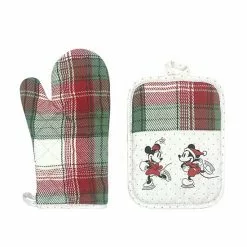 Disney's Mickey & Minnie Plaid Oven Mitt & Pot Holder Set By St. Nicholas Square®