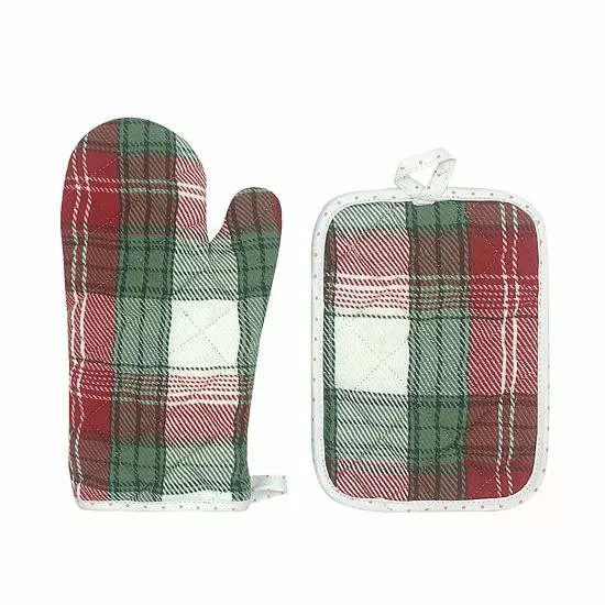 Disney's Mickey & Minnie Plaid Oven Mitt & Pot Holder Set By St. Nicholas Square® - Image 2