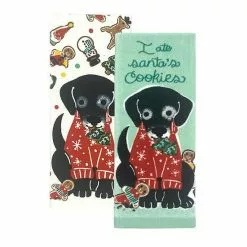 St. Nicholas Square® Dog Santas Cookies Kitchen Towel 2-pk.