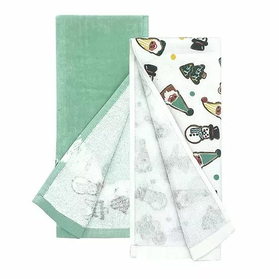 St. Nicholas Square® Dog Santas Cookies Kitchen Towel 2-pk. - Image 2