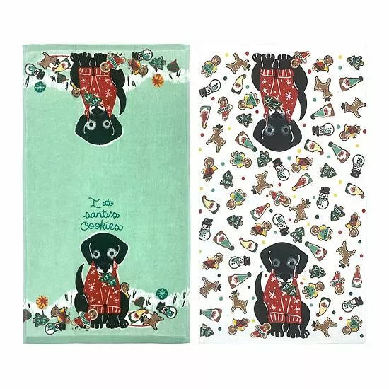 St. Nicholas Square® Dog Santas Cookies Kitchen Towel 2-pk. - Image 3