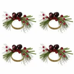 St. Nicholas Square® 4-pc. Beaded Berry Napkin Ring Set