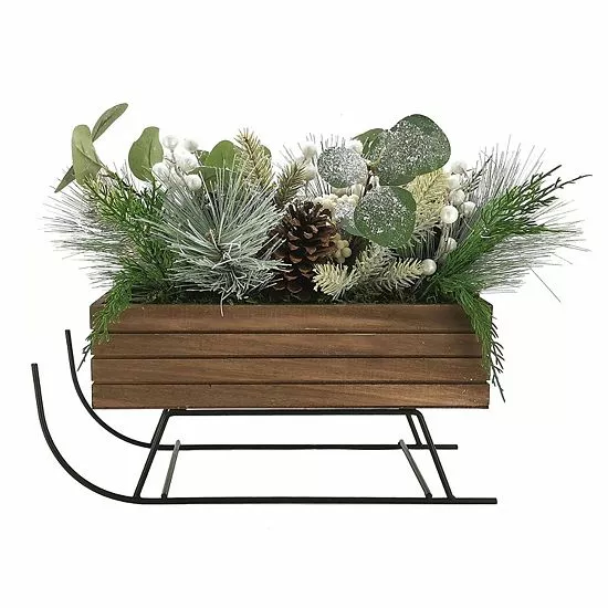 St. Nicholas Square® Pre-Lit Sled Artificial Branches Table Decor - Image 3