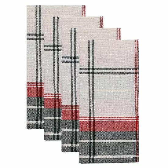 St. Nicholas Square® White Farmhouse Plaid Dinner Napkin 4-pk.