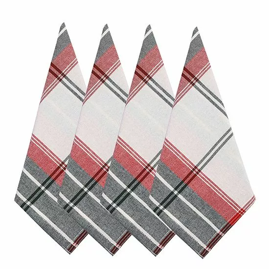 St. Nicholas Square® White Farmhouse Plaid Dinner Napkin 4-pk. - Image 2